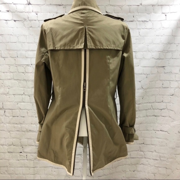 Sam Edelman Trench Coat Back Zipper Detail Sage Green Size Large - Picture 7 of 9